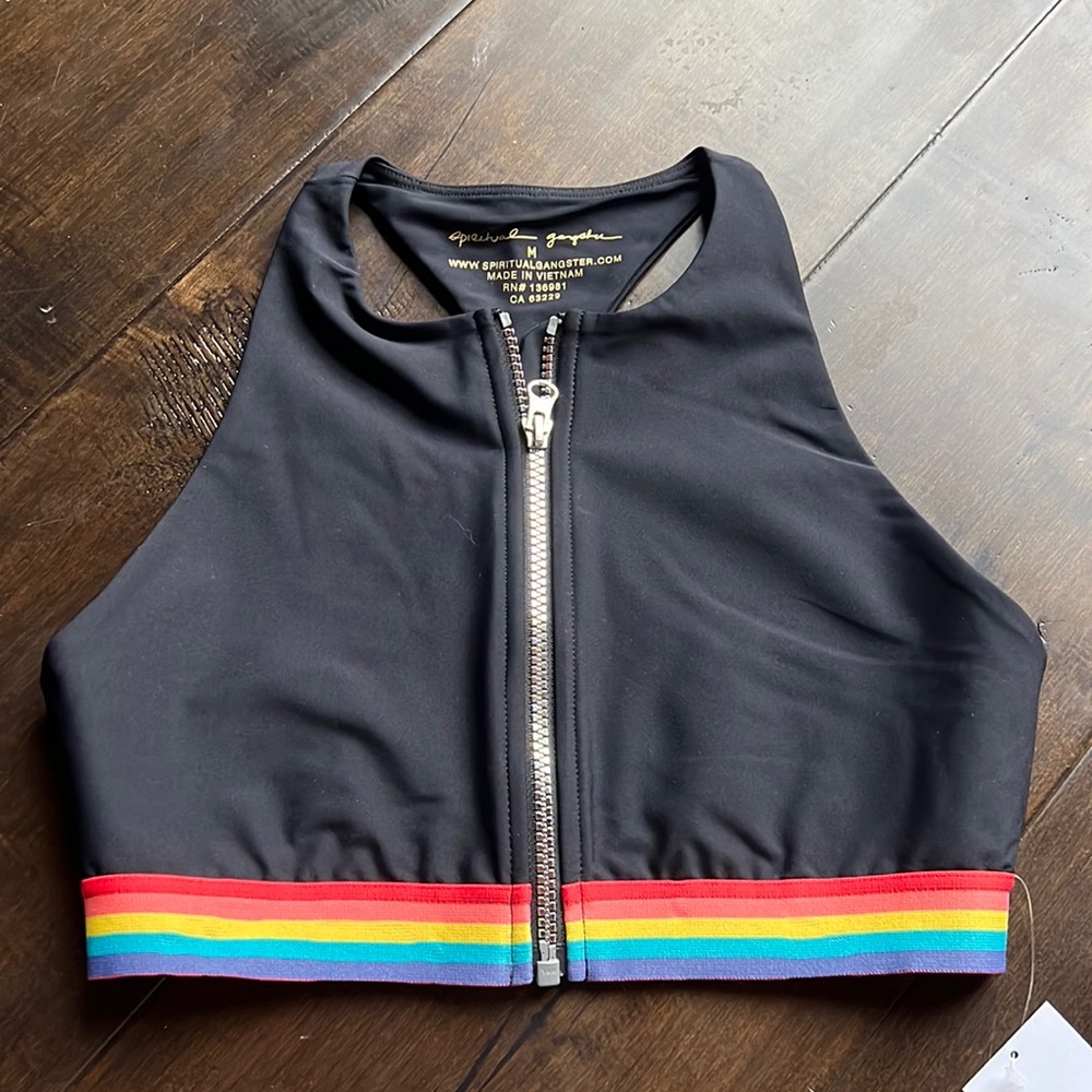 Spiritual Gangster zip up sports bra